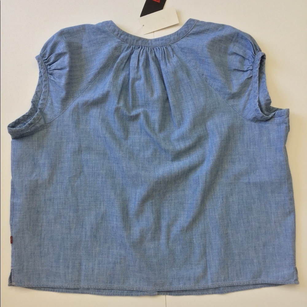 Levi’s Cap Sleeve Chambray Top Sz L - Picture 3 of 8